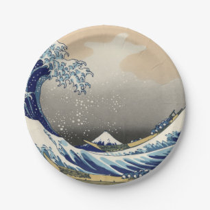 Great Wave Off Kanagawa & Mount Fuji Japan Sea Pappteller