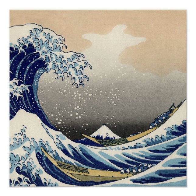 Great Wave Off Kanagawa & Mount Fuji Japan Sea Poster (Vorderseite)