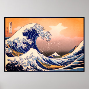 Great Wave Off Kanagawa & Mount Fuji Japan Sea Poster