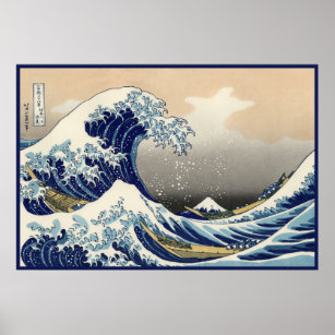 Great Wave off Kanagawa & Mount Fuji Japan Sea Poster