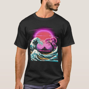 Great Wave off Kanagawa Retro Glitch Ästhetische L T-Shirt