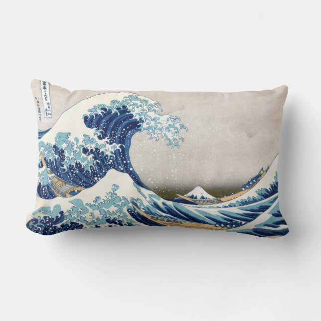 Great Wave Off Kanagawa Vintage japanische Fine Lendenkissen (Vorderseite)