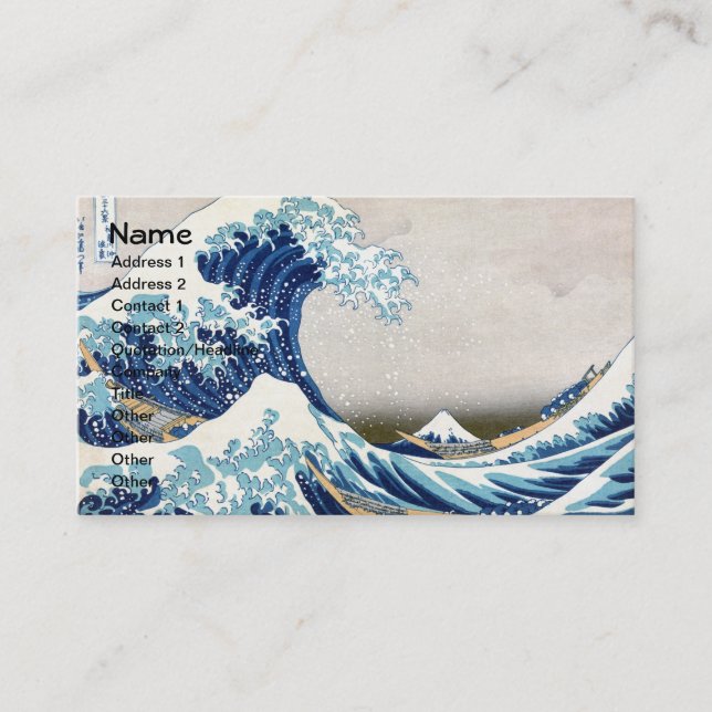 Great Wave Off Kanagawa Vintage japanische Fine Visitenkarte (Vorderseite)