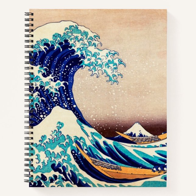Great Wave Off Kanagawa Vintage japanische Kunst Notizbuch (Vorderseite)