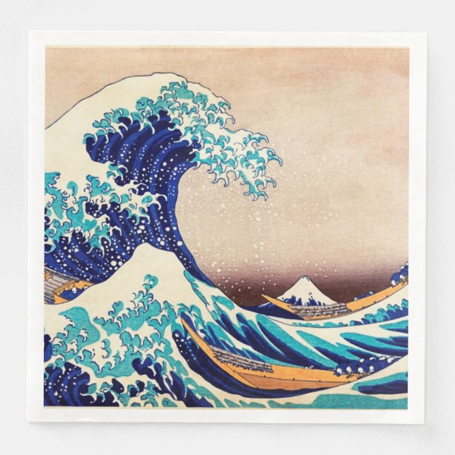 Great Wave Off Kanagawa Vintage japanische Kunst Serviette (Vorderseite)