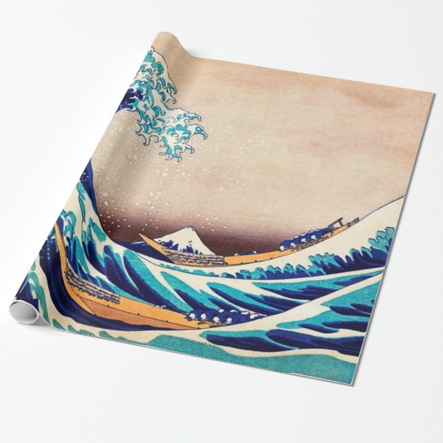Great Wave Off Kanagawa Vintage japanische Kunstku Geschenkpapier (Ungerollt)