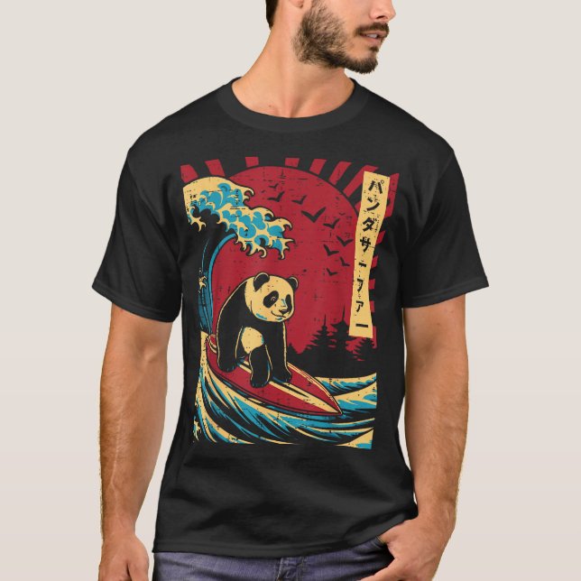 Great Wave Panda Surfing Meme Japanese Art Men Wom T-Shirt (Vorderseite)