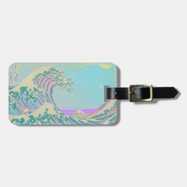 Great Wave Pastel Luggage Tag Gepäckanhänger (Vorderseite horizontal)