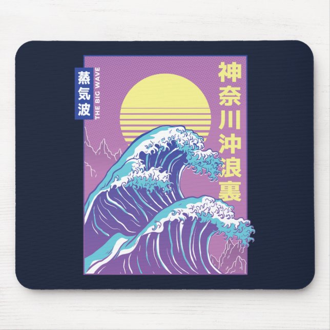 Great Wave Vaporwave Kanagawa Mousepad (Vorne)
