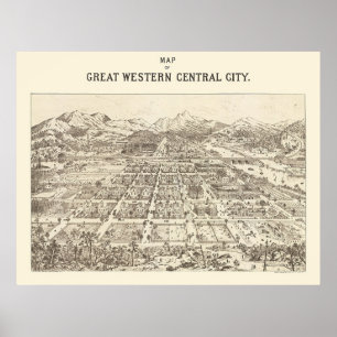 Great Western Central, CO Panorama Karte - 1887 Poster