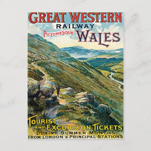 Great Western Railway Picturesque Wales UK Poster Postkarte (Vorderseite)
