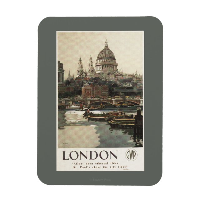 Great Western Railway St. Paul's Travel Poster Magnet (Vertikal)