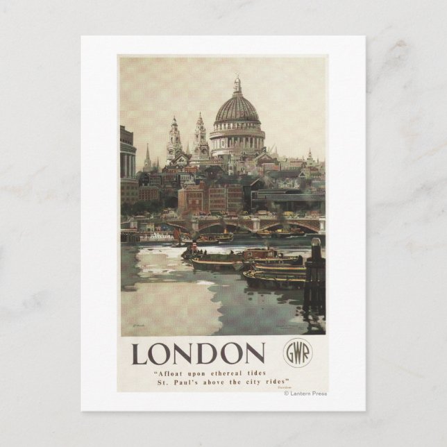 Great Western Railway St. Paul's Travel Poster Postkarte (Vorderseite)