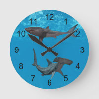 Great White and Hammerhead Shark Clock