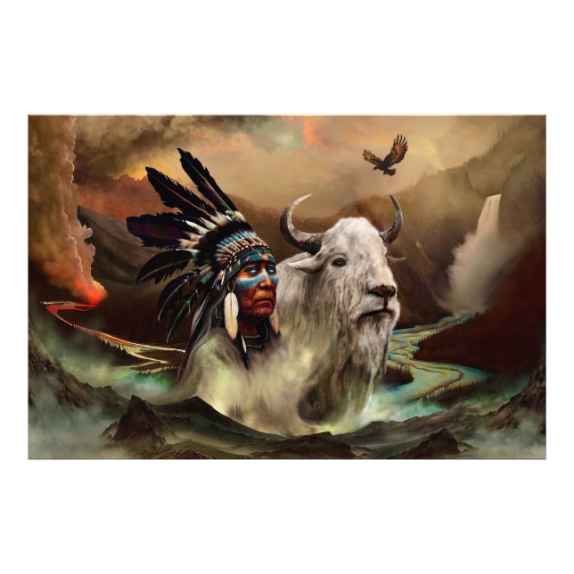Great White Buffalo Tatanka / Amerikanische Ureinw Fotodruck (Vorne)