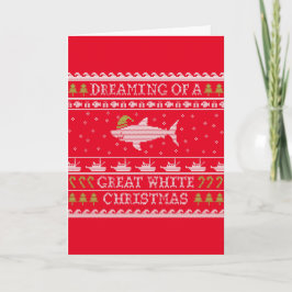 Great White Christmas Funny Ugly Sweater Red Card Feiertagskarte