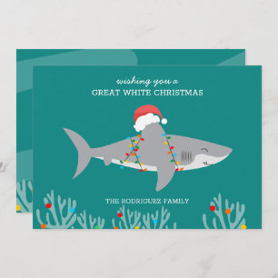 Great White Christmas Shark Flat Card Karte