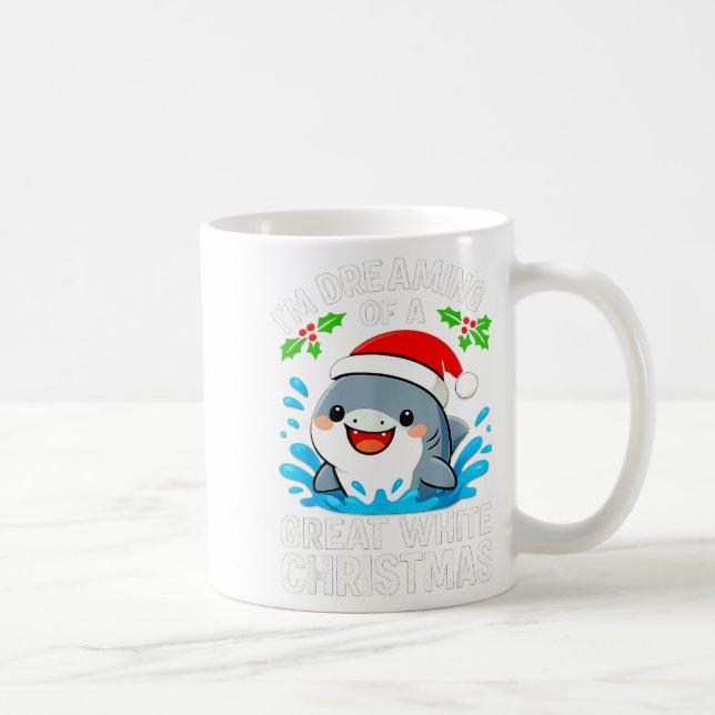 Great White Christmas Shark Funny Santa Holiday Pu Kaffeetasse (Rechts)