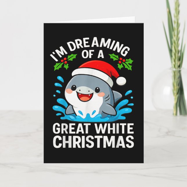 Great White Christmas Shark Funny Santa Holiday Pu Karte (Vorderseite)