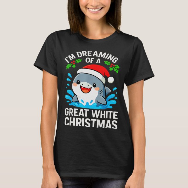 Great White Christmas Shark Funny Santa Holiday Pu T-Shirt (Vorderseite)
