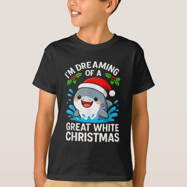 Great White Christmas Shark Funny Santa Holiday Pu T-Shirt (Vorderseite)