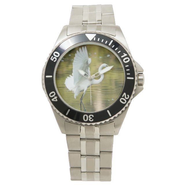 Great White Egret Armbanduhr (Vorderseite)