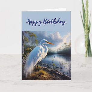 Great White Egret Bird Geburtstagskarte Karte