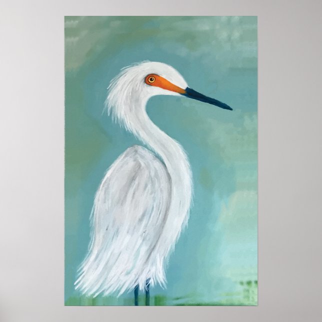 Great White Egret Fine Art Malerei Poster (Vorne)