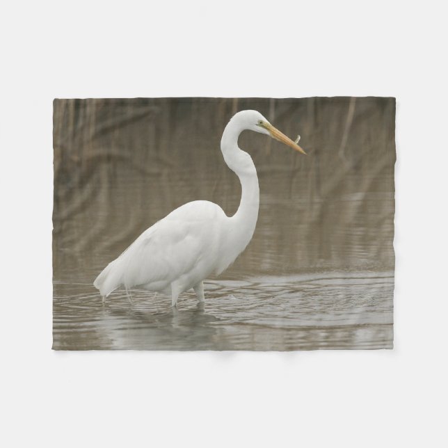 Great White Egret Fleecedecke (Vorderseite (Horizontal))