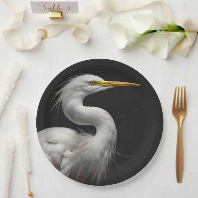 Great White Egret Portrait II Pappteller (Hochzeit)
