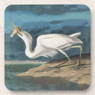 Great White Heron Audubon Bird Wildlife Painting Getränkeuntersetzer