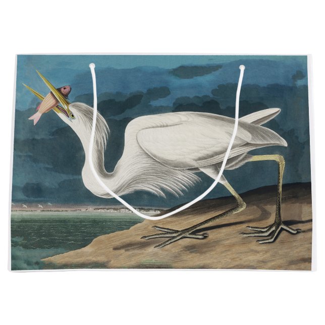 Great White Heron Audubon Bird Wildlife Painting Große Geschenktüte (Vorderseite)