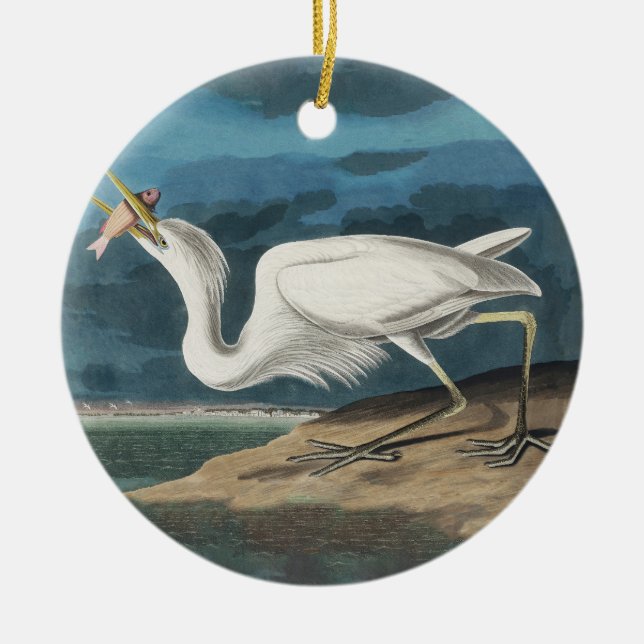 Great White Heron Audubon Bird Wildlife Painting Keramik Ornament (Vorne)
