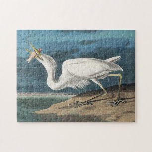 Great White Heron Audubon Bird Wildlife Painting Puzzle