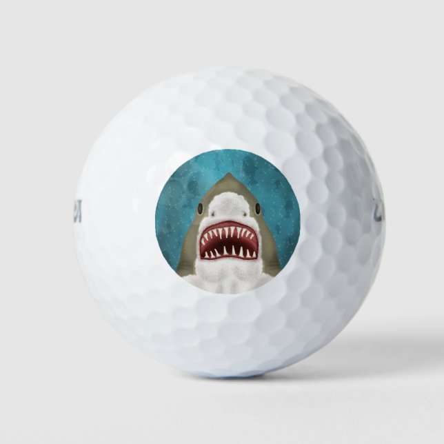 Great White Shark Attack Funny Fish Head Ocean Golfball (Vorderseite)