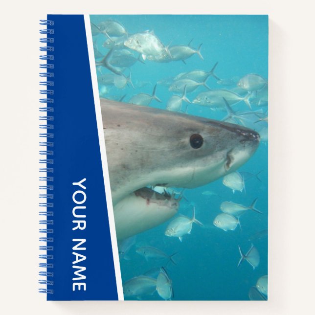 Great White Shark Australia Ocean Theme, Blue Boys Notizbuch (Vorderseite)