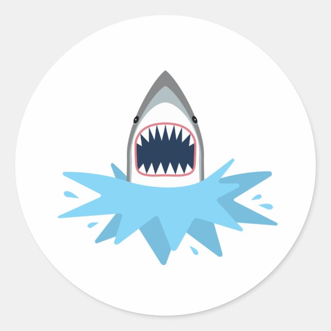 Great White Shark Cartoon Runder Aufkleber (Vorderseite)