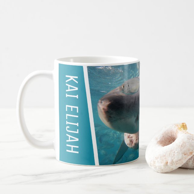 Great White Shark Closeup Foto Kaffeetasse (Mit Donut)