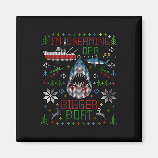 Great White Shark Fishing Ugg Christmas Sweater P Magnet (Vorne)