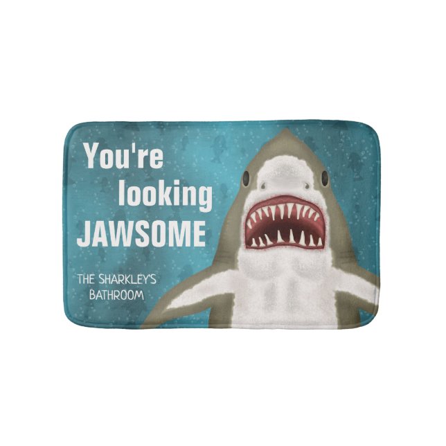 Great White Shark Funny Jawsome Pub Personalisiert Badematte (Vorderseite)