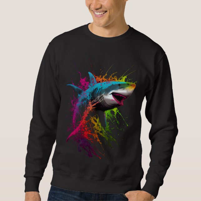 Great White Shark Graffiti Style Sea life Sharks Sweatshirt (Vorderseite)