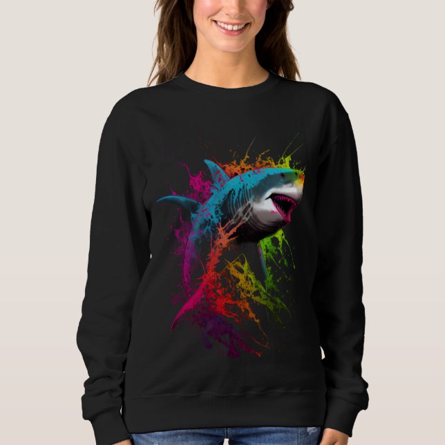 Great White Shark Graffiti Style Sea life Sharks Sweatshirt (Vorderseite)