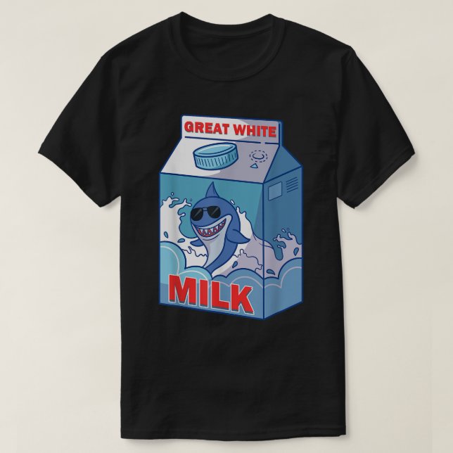 Great White Shark Milk Bo Carton Pack Funny Quirky T-Shirt (Design vorne)