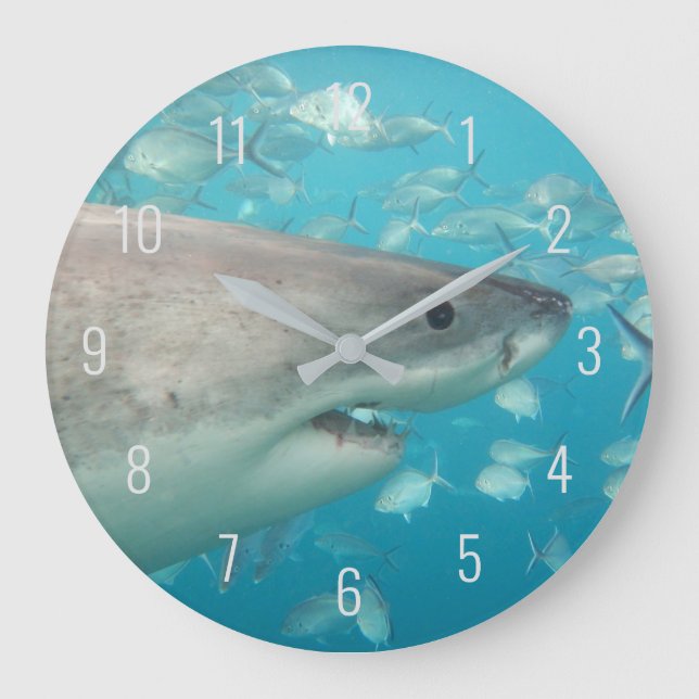 Great White Shark Nah Up Underwater Australien La Große Wanduhr (Vorderseite)