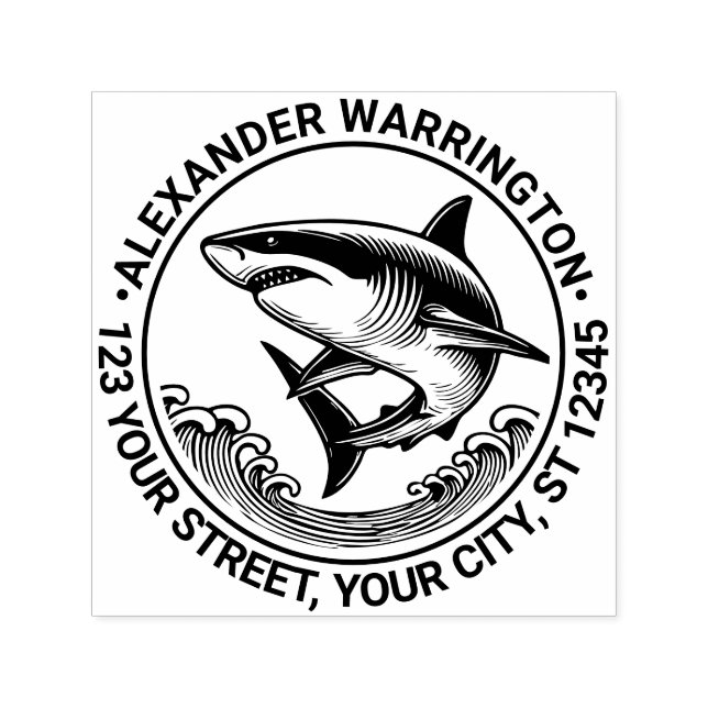 Great White Shark Oove Waves #2 Name Ret Adresse Permastempel (Design)