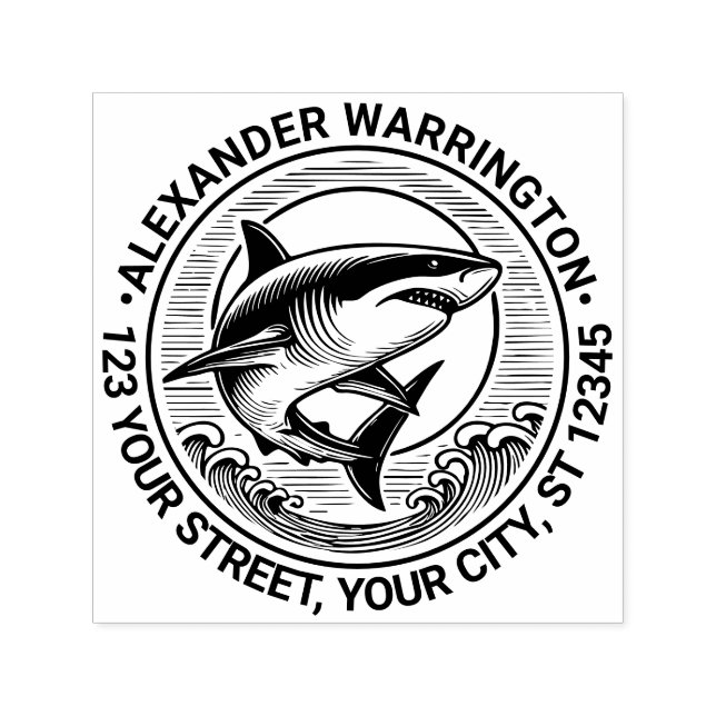 Great White Shark Oove Waves Name Rücksendeadresse Permastempel (Design)