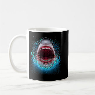 Great White Shark Open Mouth Teeth Beach Ocean Ani Kaffeetasse