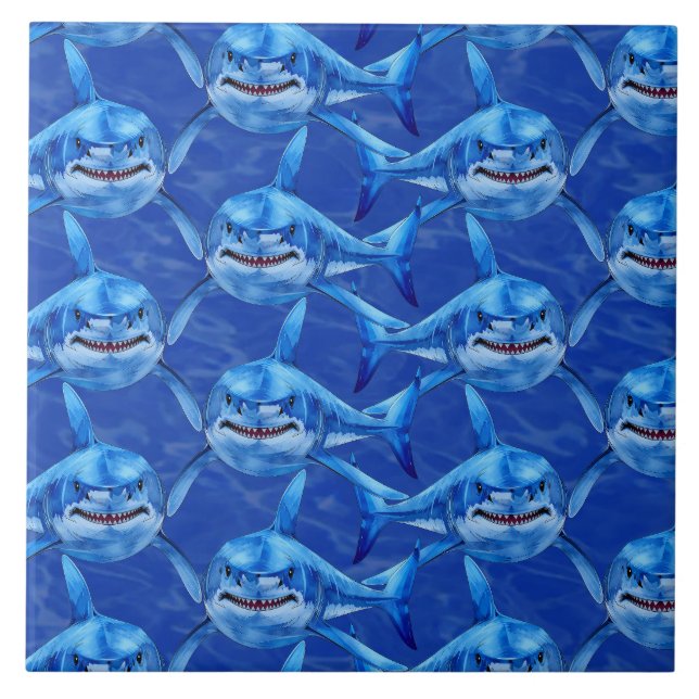 Great White Shark Pattern  Fliese (Vorderseite)