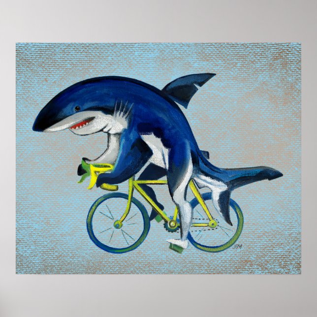 Great White Shark Reiten mit dem Fahrrad Poster (Vorne)