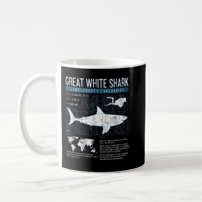 Great White Shark Science Haie Fakten Geek Graph Kaffeetasse (Links)